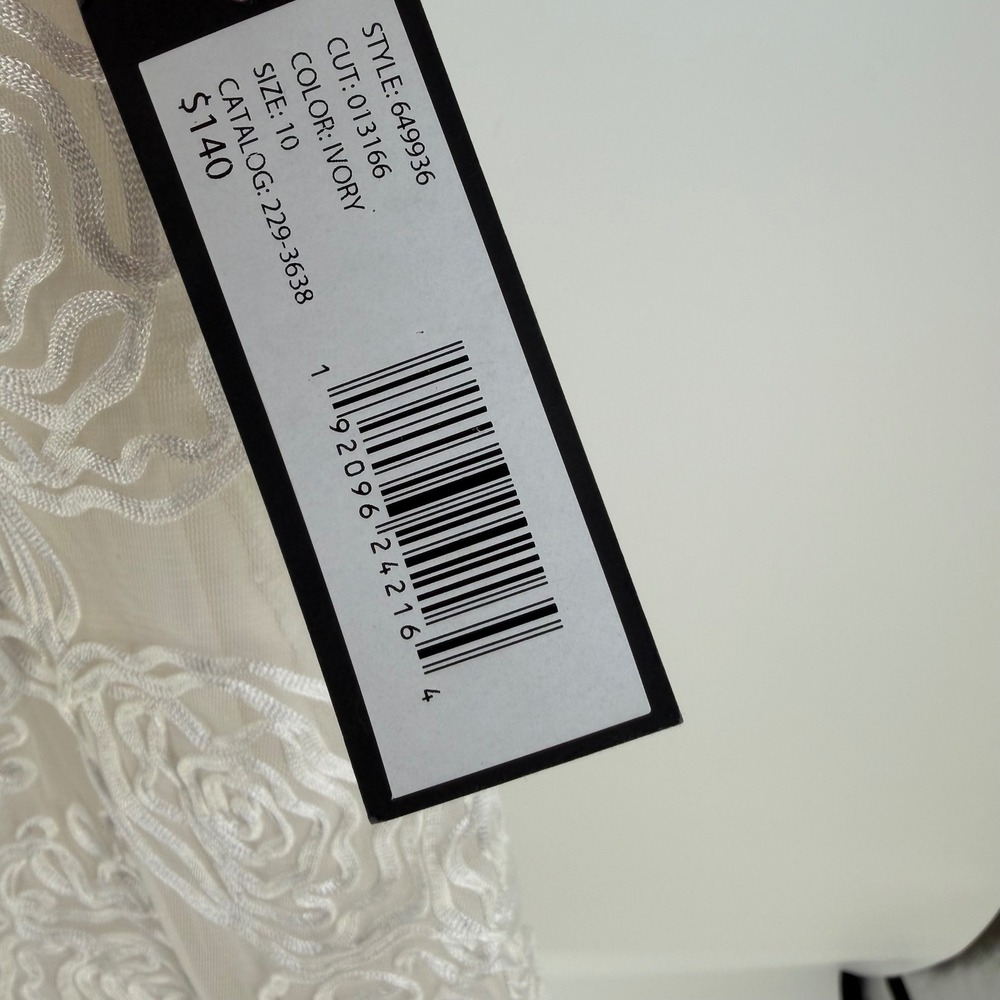 Onyx Nite Maxi Dress Womens 10 Ivory Floral Embroidery Godet Evening Gown Bridal - Picture 8 of 13